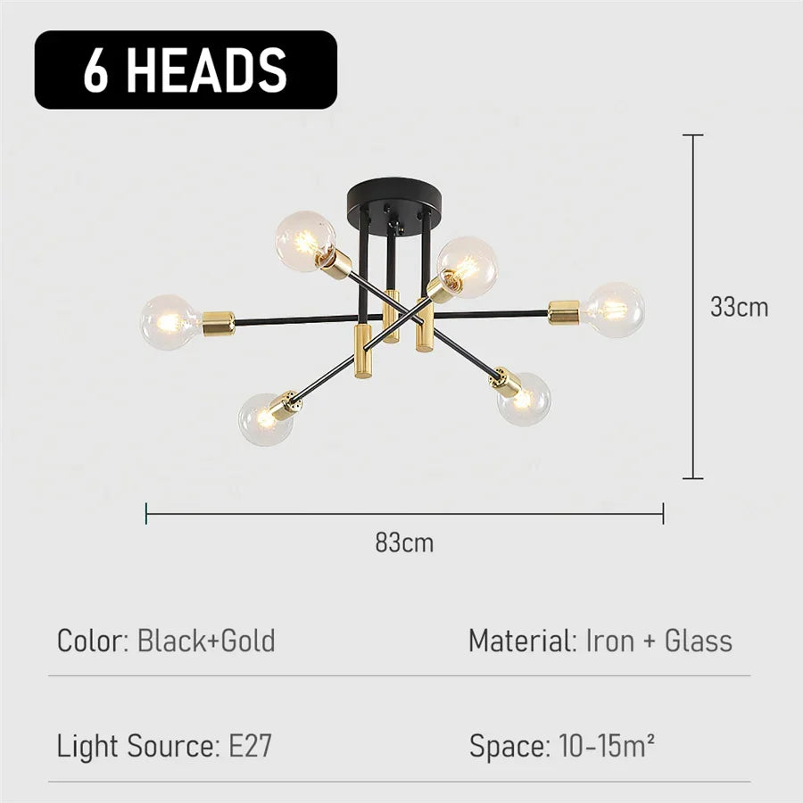 Industriel loftlampe med 4, 6 eller 8 fatninger