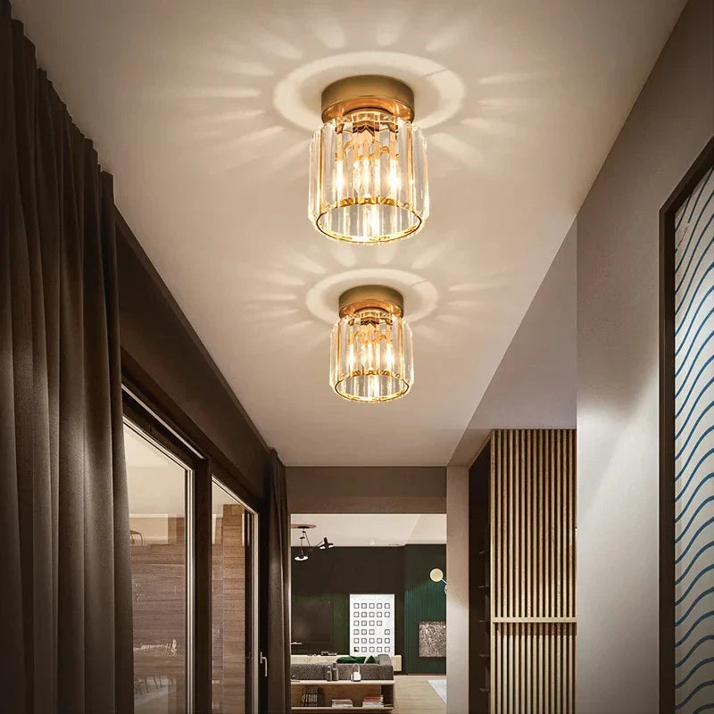 Krystal loftlampe i glamour-stil – moderne loftlampe med transparent skærm