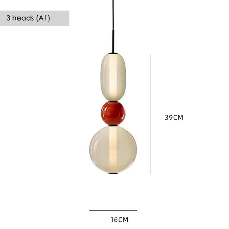 Farverig LED-pendellampe i glas