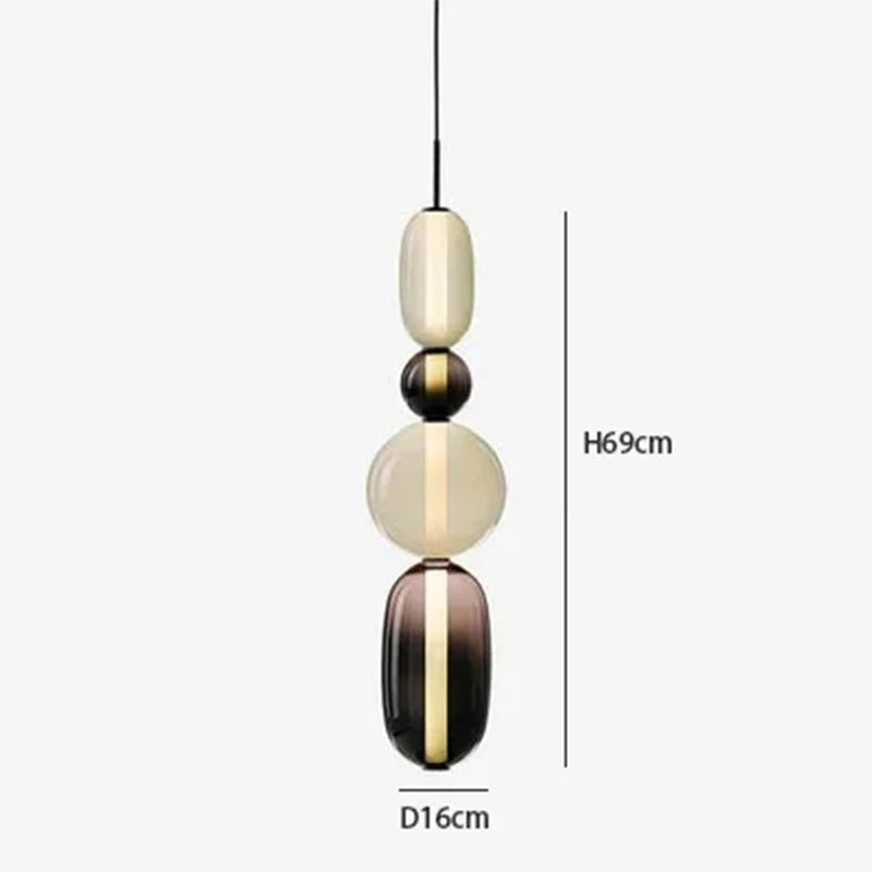 Farverig LED-pendellampe i glas