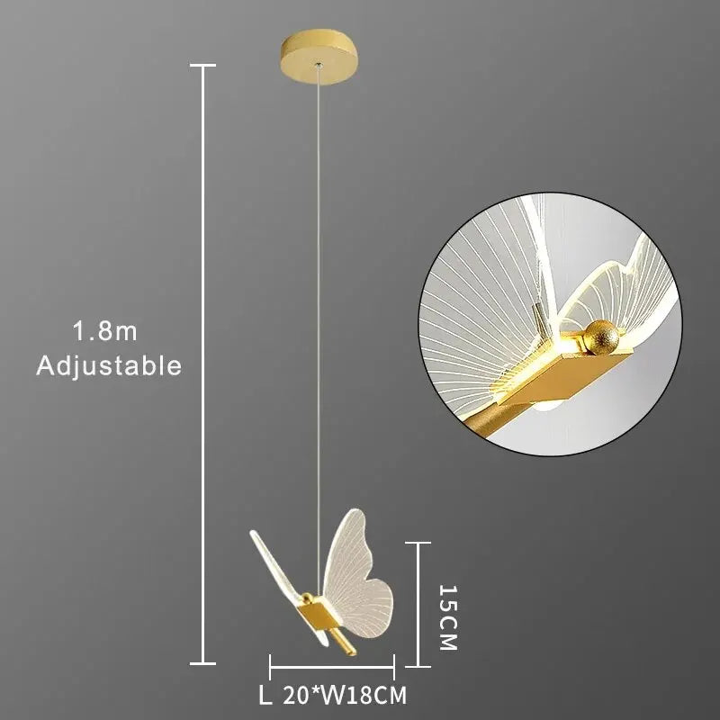 LED pendellampe i sommerfugleform – designerlampe til soveværelse og stue