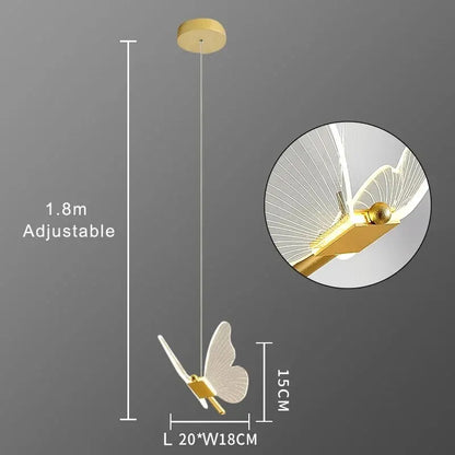 LED pendellampe i sommerfugleform – designerlampe til soveværelse og stue