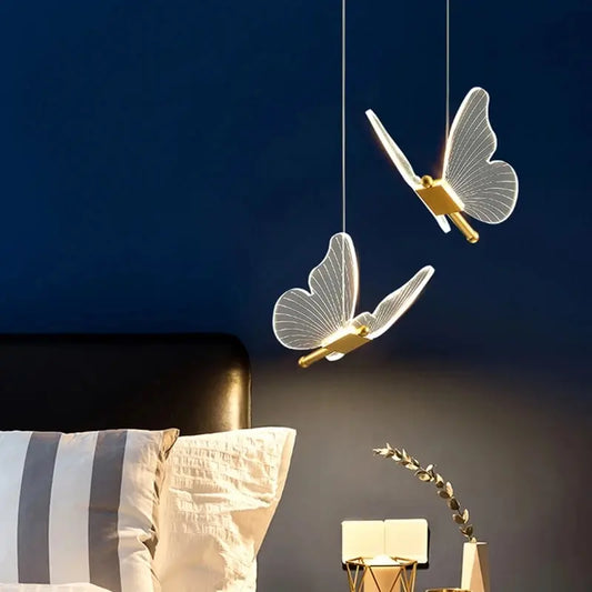LED pendellampe i sommerfugleform – designerlampe til soveværelse og stue