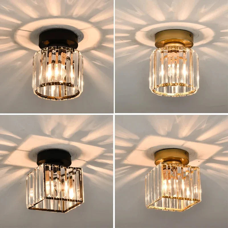 Krystal loftlampe i glamour-stil – moderne loftlampe med transparent skærm