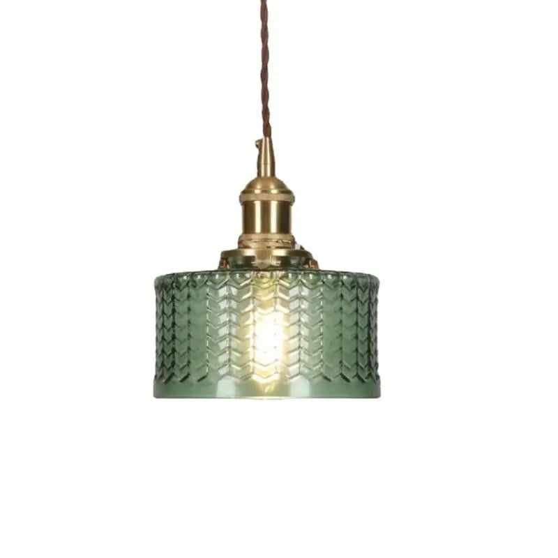 Vintage-pendellampe i riflet glas med guldfinish