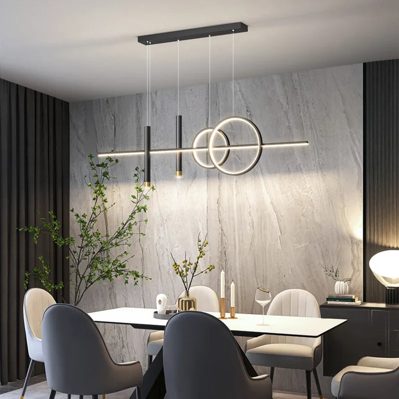 Geometrisk LED-pendellampe til spisebord