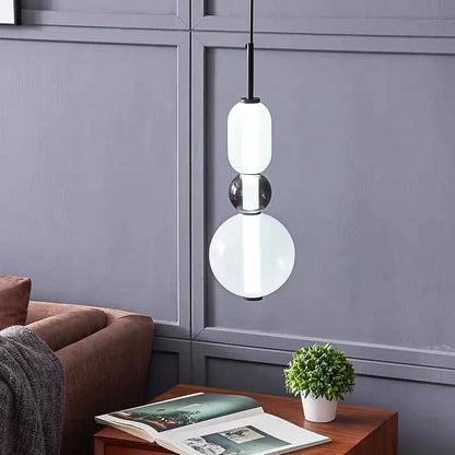 Farverig LED-pendellampe i glas