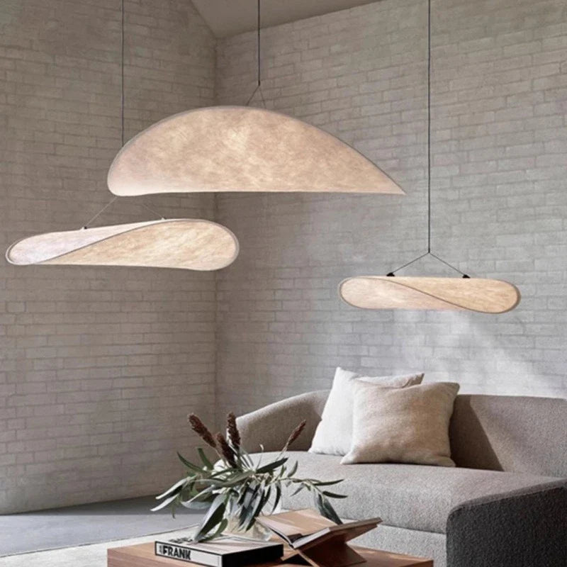 Designer Japandi-pendellampe med buet panel
