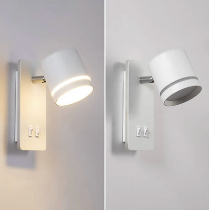 Moderne LED-væglampe med justerbar reflektor og dobbelt afbryder