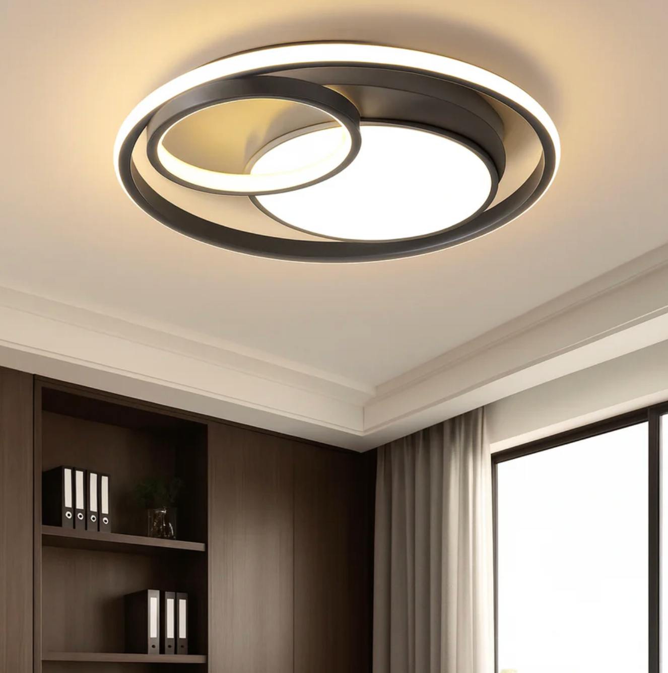 Moderne LED-loftlampe med dekorative ringe