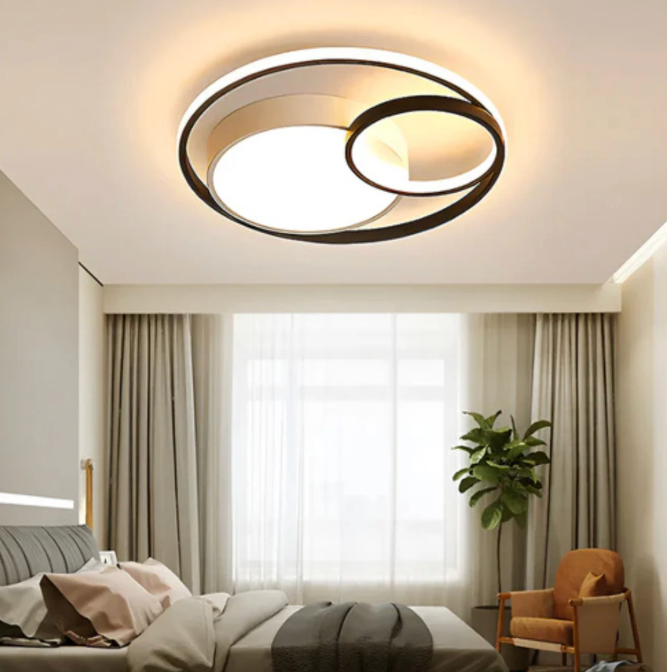 Moderne LED-loftlampe med dekorative ringe