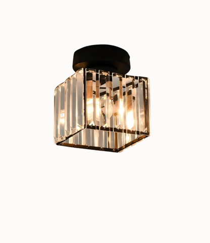 Krystal loftlampe i glamour-stil – moderne loftlampe med transparent skærm