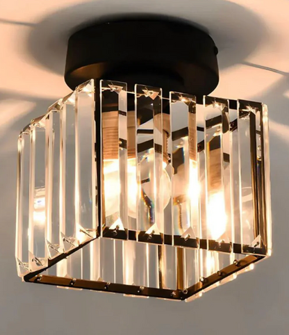 Krystal loftlampe i glamour-stil – moderne loftlampe med transparent skærm
