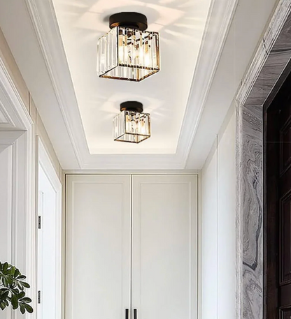 Krystal loftlampe i glamour-stil – moderne loftlampe med transparent skærm