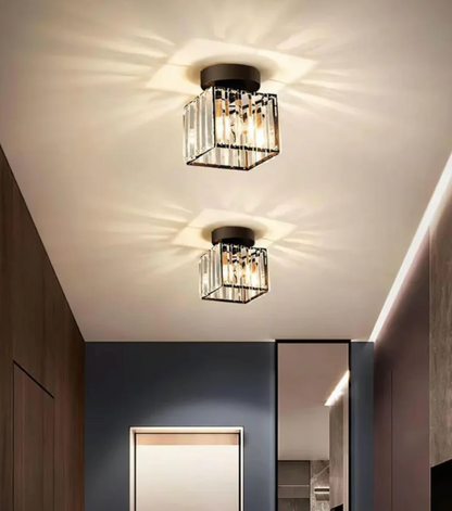 Krystal loftlampe i glamour-stil – moderne loftlampe med transparent skærm
