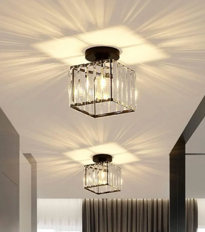 Krystal loftlampe i glamour-stil – moderne loftlampe med transparent skærm