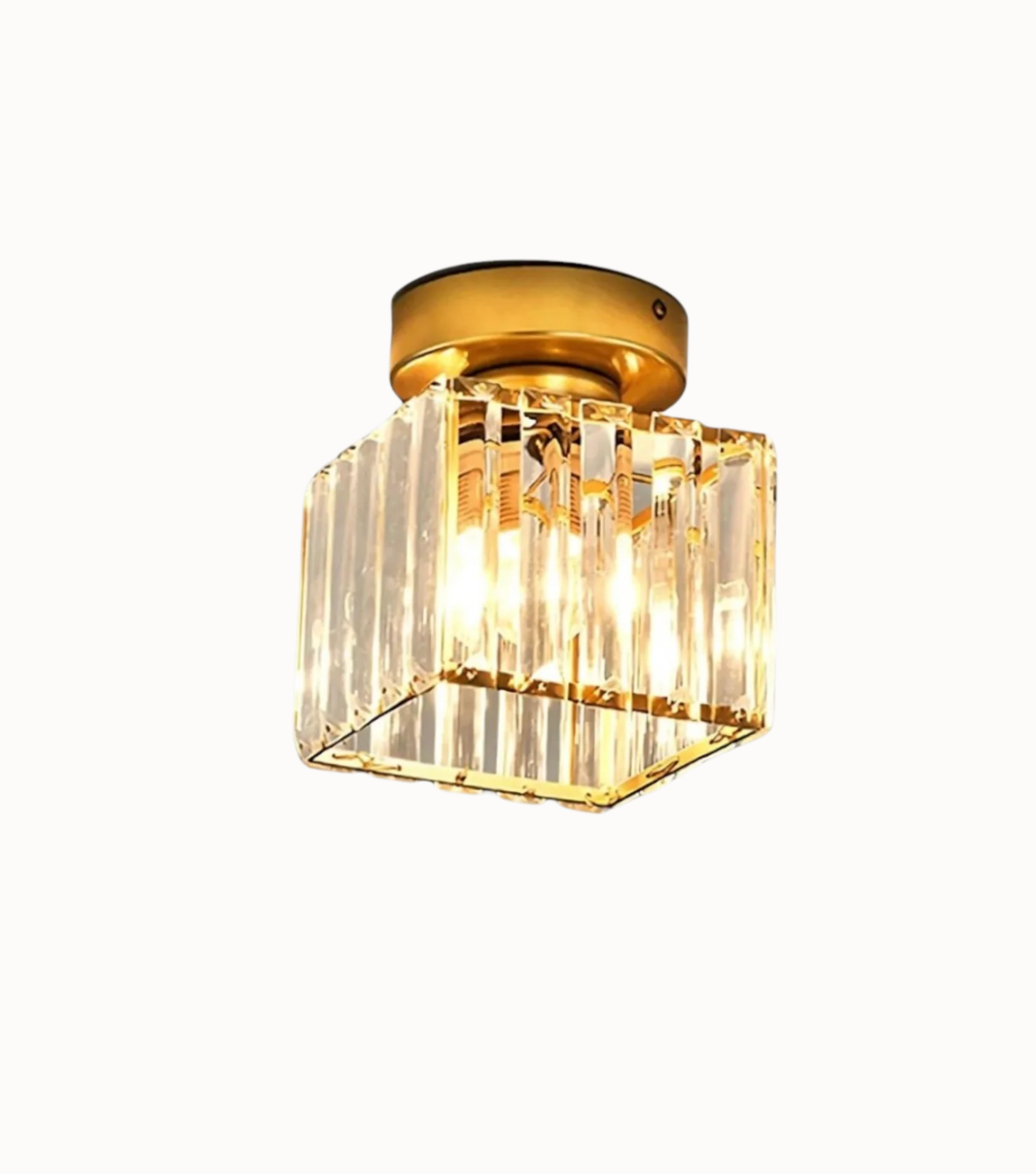 Krystal loftlampe i glamour-stil – moderne loftlampe med transparent skærm