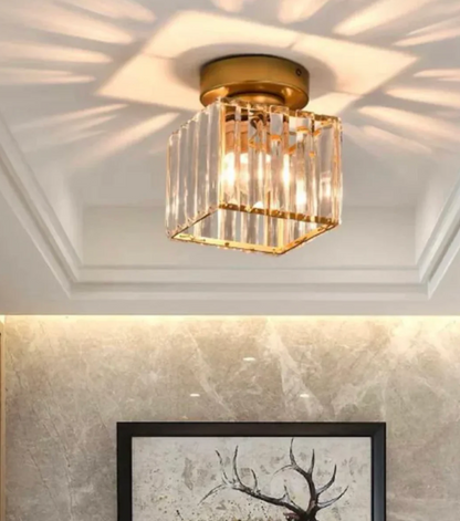 Krystal loftlampe i glamour-stil – moderne loftlampe med transparent skærm