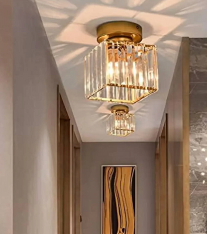 Krystal loftlampe i glamour-stil – moderne loftlampe med transparent skærm