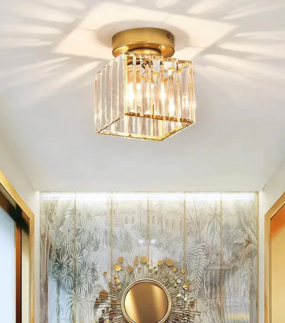 Krystal loftlampe i glamour-stil – moderne loftlampe med transparent skærm