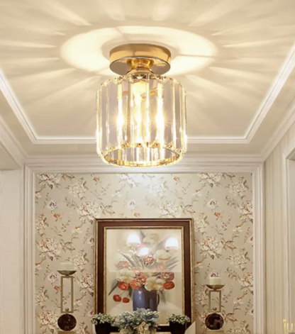 Krystal loftlampe i glamour-stil – moderne loftlampe med transparent skærm