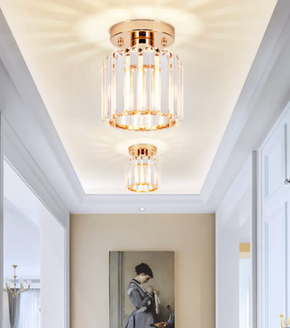 Krystal loftlampe i glamour-stil – moderne loftlampe med transparent skærm