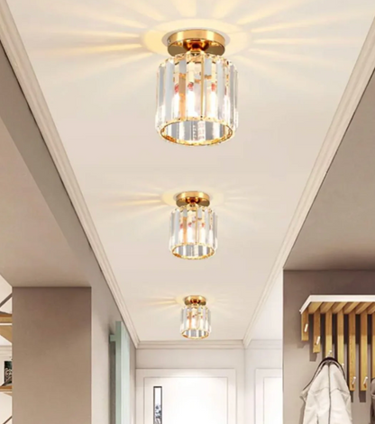 Krystal loftlampe i glamour-stil – moderne loftlampe med transparent skærm