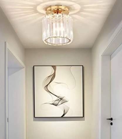 Krystal loftlampe i glamour-stil – moderne loftlampe med transparent skærm