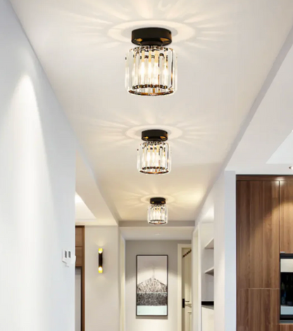Krystal loftlampe i glamour-stil – moderne loftlampe med transparent skærm