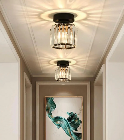 Krystal loftlampe i glamour-stil – moderne loftlampe med transparent skærm
