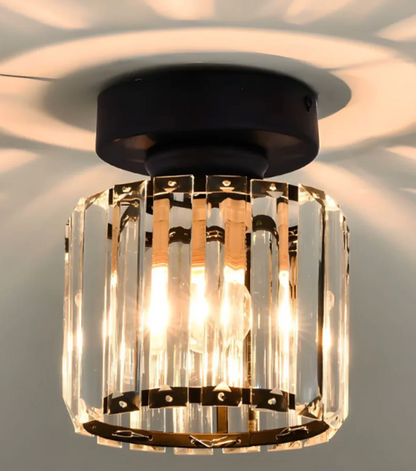 Krystal loftlampe i glamour-stil – moderne loftlampe med transparent skærm