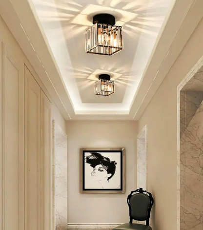 Krystal loftlampe i glamour-stil – moderne loftlampe med transparent skærm