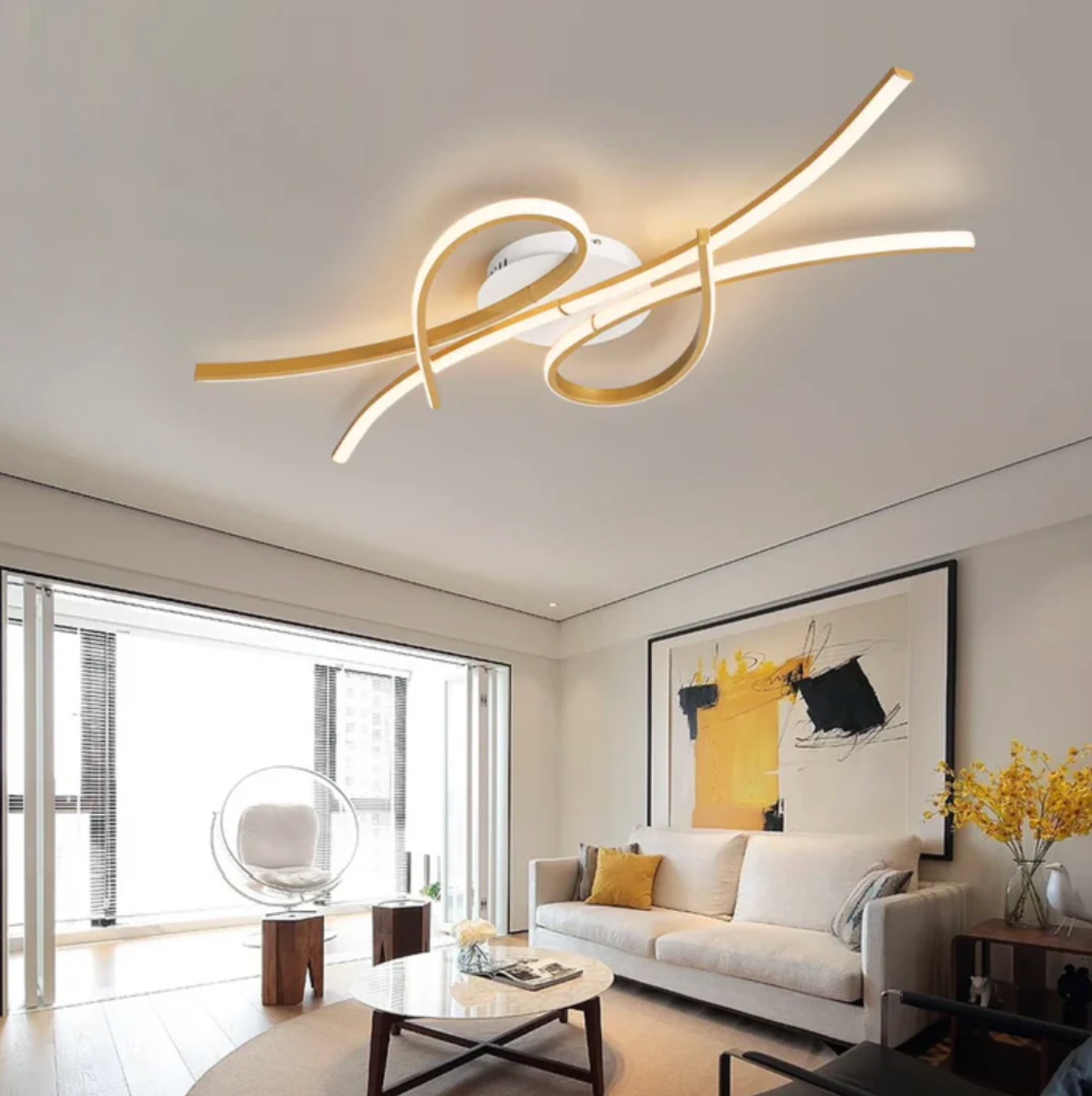 Moderne LED-loftlampe med geometrisk lysdesign