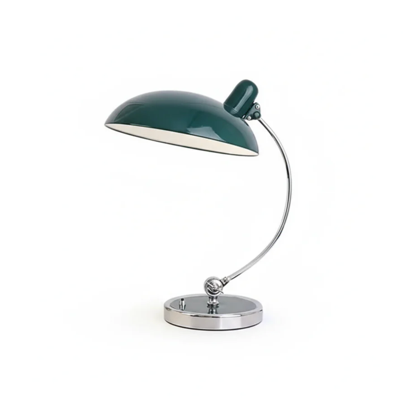 Retro bordlampe i metal med forkromet fod