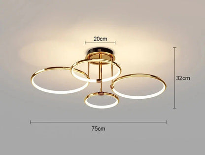 Moderne LED-lysekrone med geometriske ringe