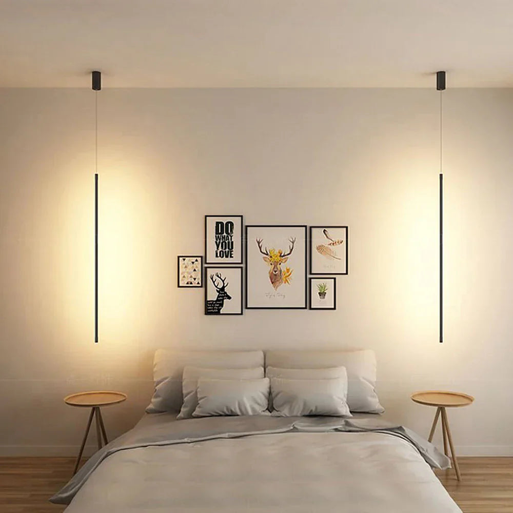 Slank pendel i aluminium med LED-rør - Lumzi