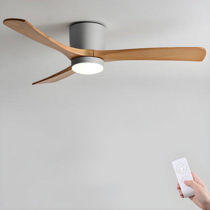 Loftventilator i træ med LED, skandinavisk - Lumzi