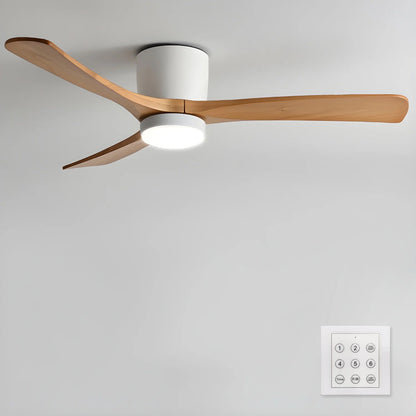 Loftventilator i træ med LED, skandinavisk - Lumzi