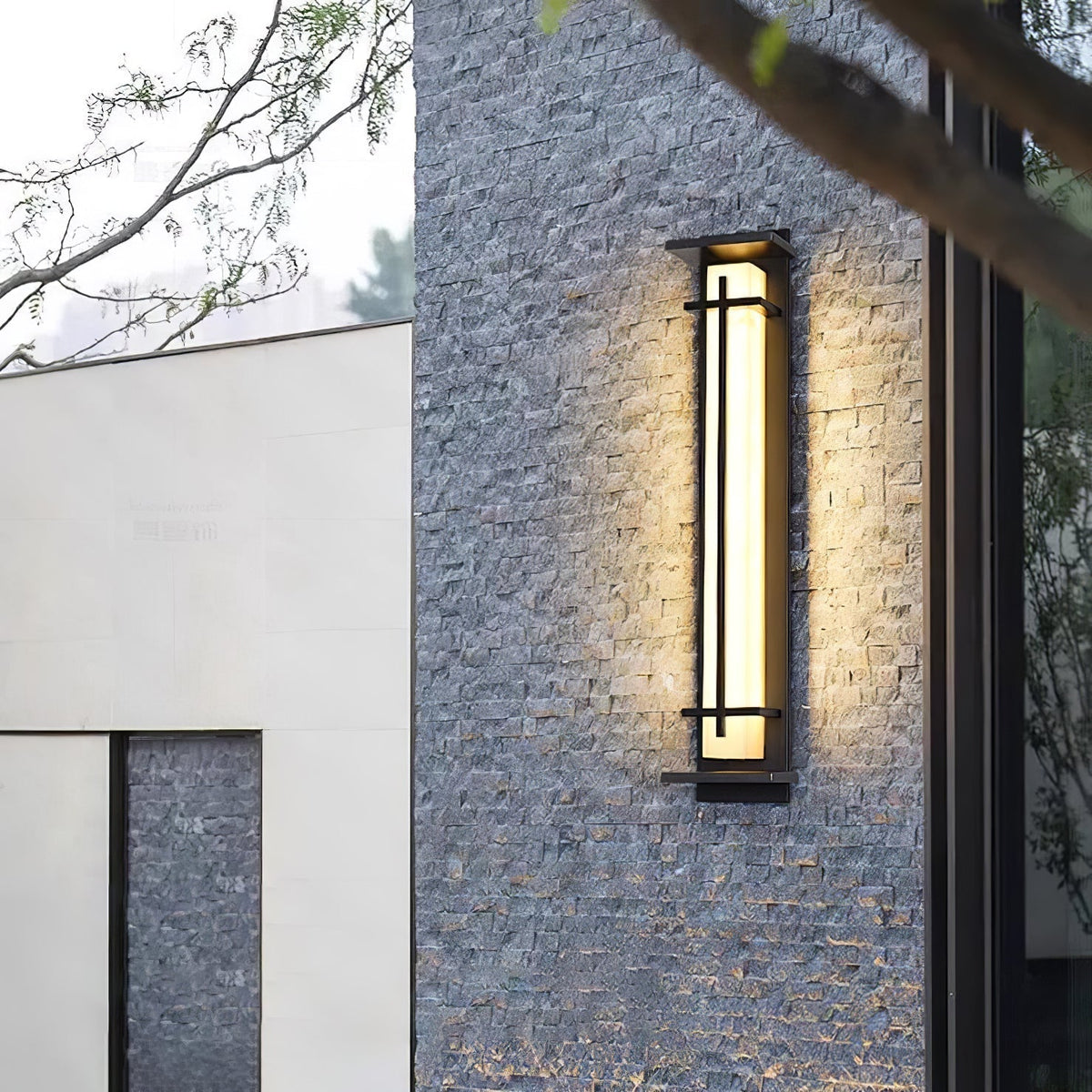 Udendørs væglampe i alabaster-look, aflang LED - Lumzi