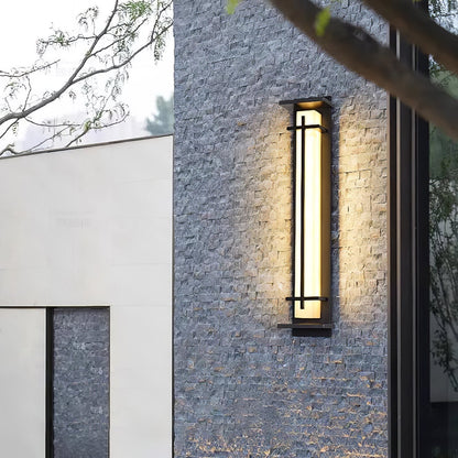 Udendørs væglampe i alabaster-look, aflang LED - Lumzi