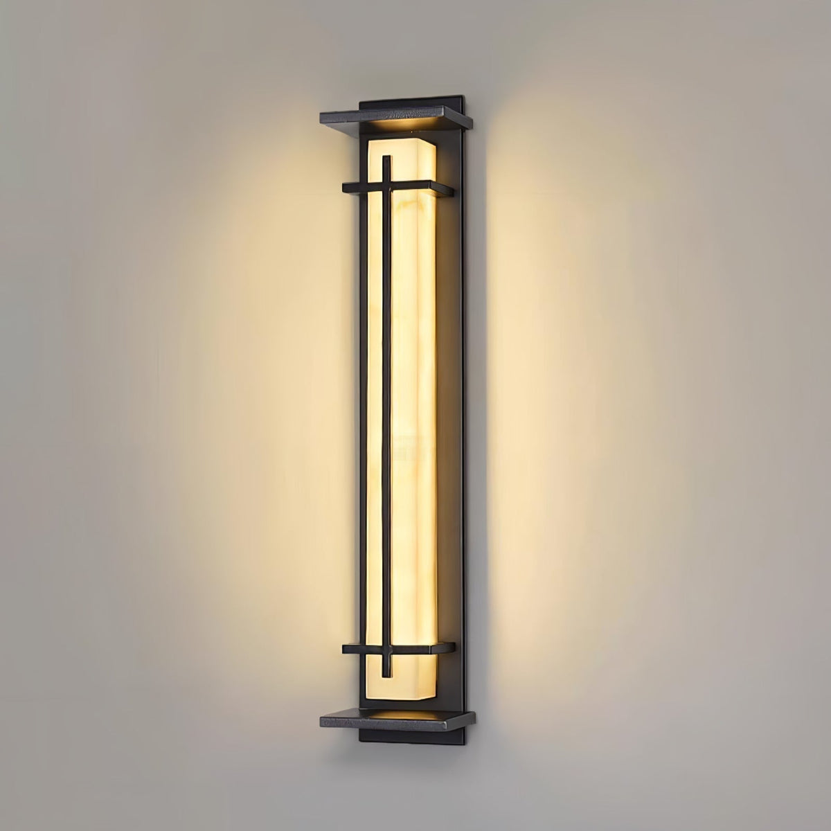 Udendørs væglampe i alabaster-look, aflang LED - Lumzi