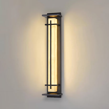Udendørs væglampe i alabaster-look, aflang LED - Lumzi
