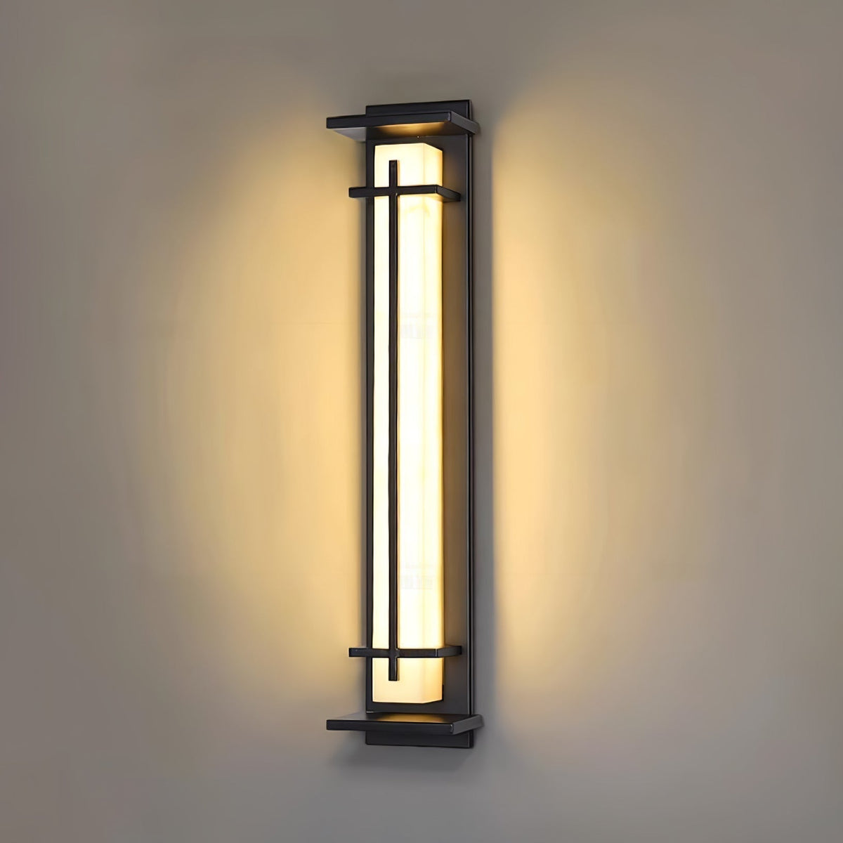 Udendørs væglampe i alabaster-look, aflang LED - Lumzi