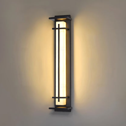 Udendørs væglampe i alabaster-look, aflang LED - Lumzi