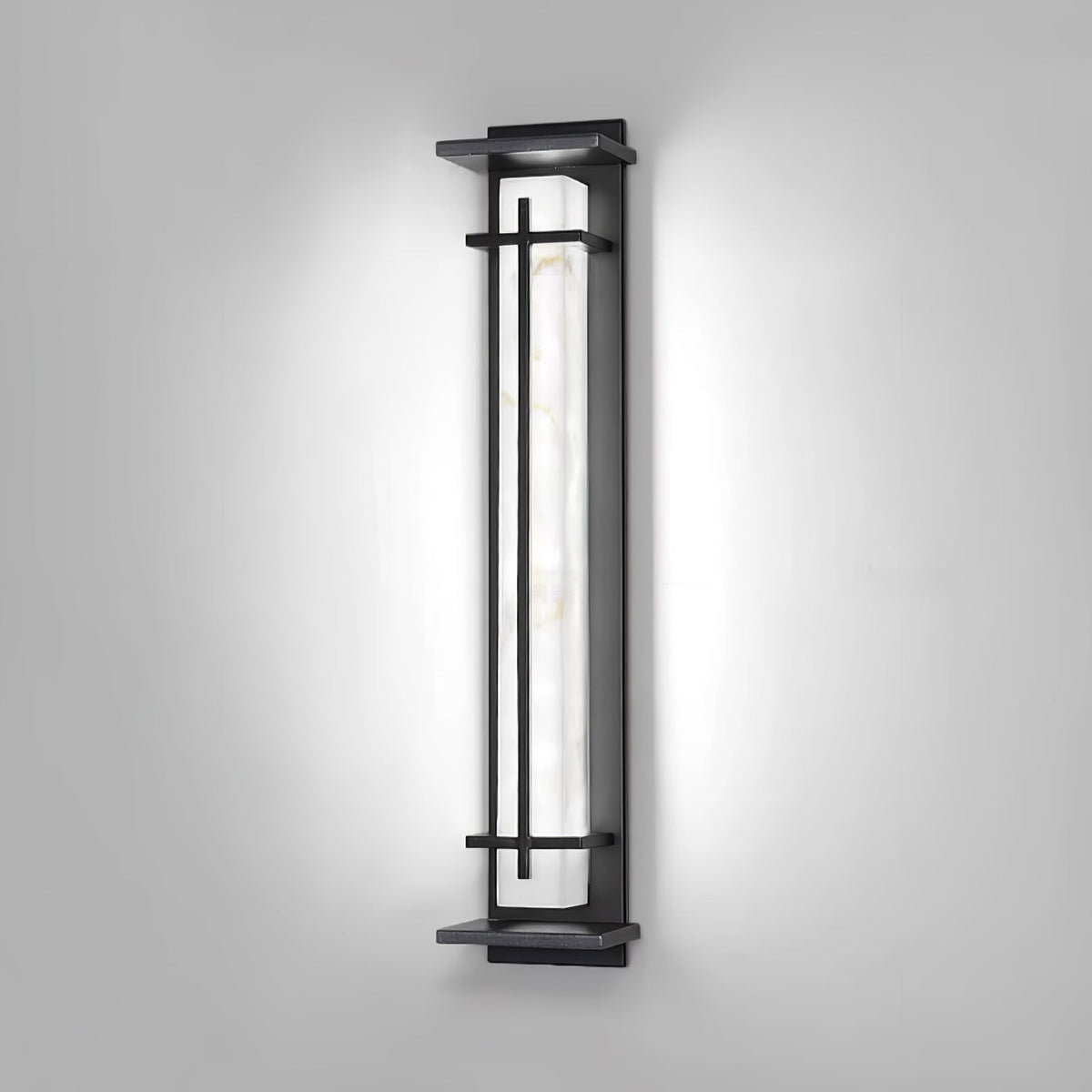 Udendørs væglampe i alabaster-look, aflang LED - Lumzi