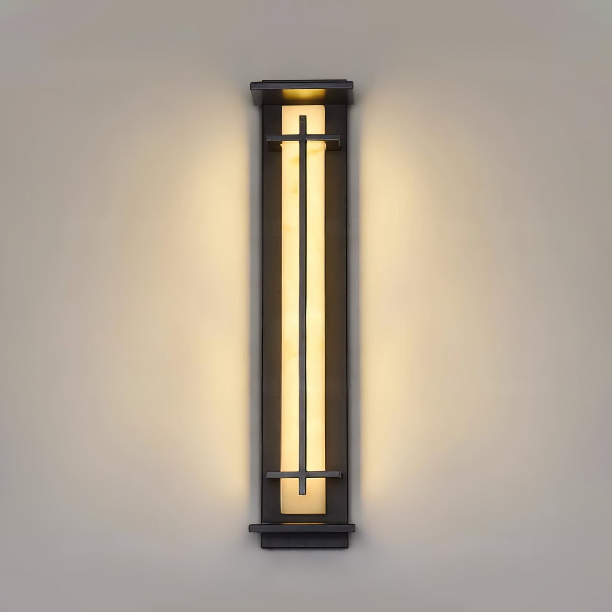 Udendørs væglampe i alabaster-look, aflang LED - Lumzi