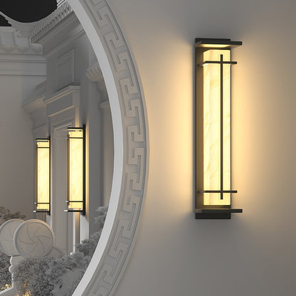 Udendørs væglampe i alabaster-look, aflang LED - Lumzi