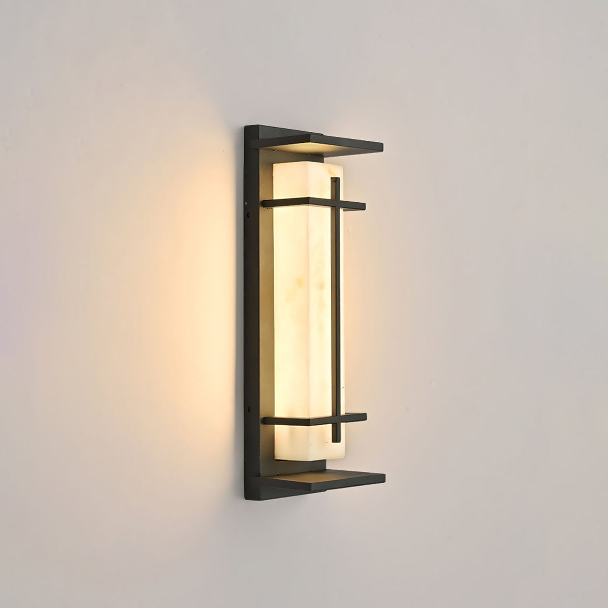 Udendørs væglampe i alabaster-look, aflang LED - Lumzi