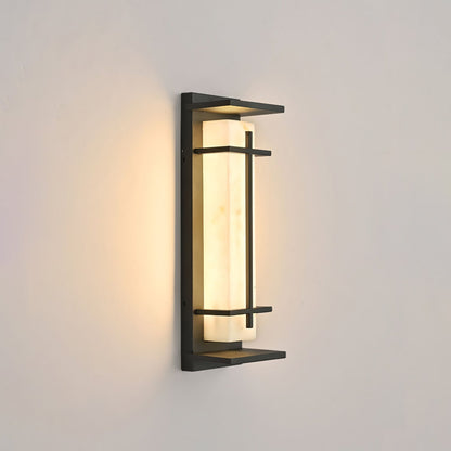 Udendørs væglampe i alabaster-look, aflang LED - Lumzi