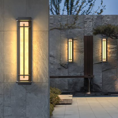 Udendørs væglampe i alabaster-look, aflang LED - Lumzi